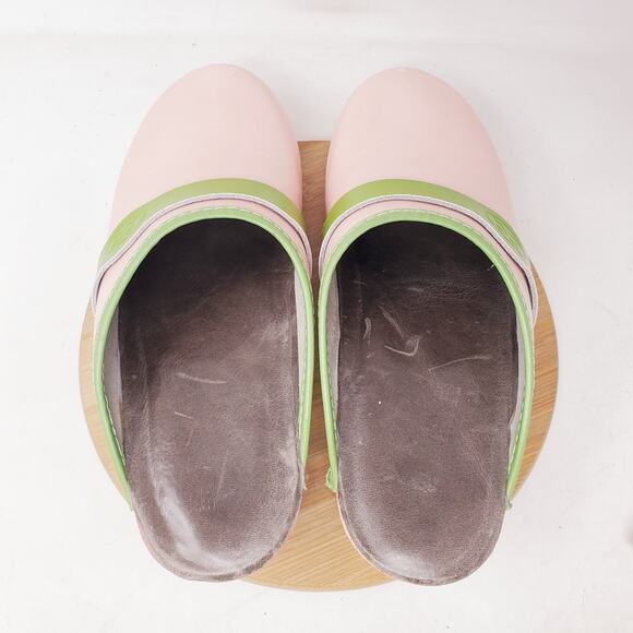 Sweden Clogs Womens‎ 42 Pink Green Bubblegum Pop Shoes Slip On Wood Classic - Picture 7 of 16